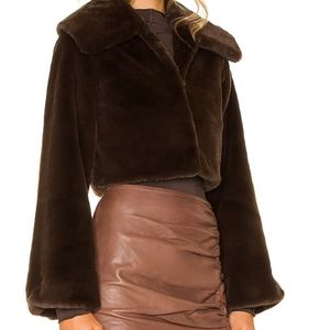 Brand New Camila Coelho Faux Fur Crop Jacket Size Med